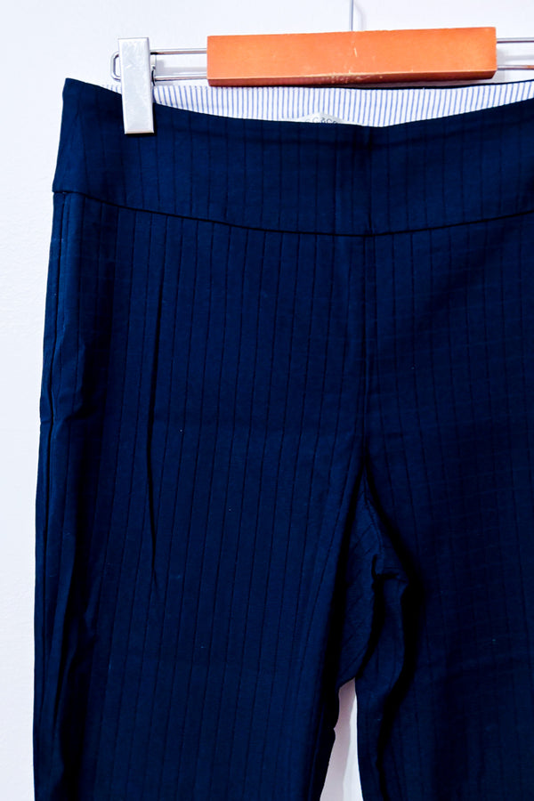 Pantalon marine texturé à enfiler seconde main - S.C. & Co- La Penderie du Paradis