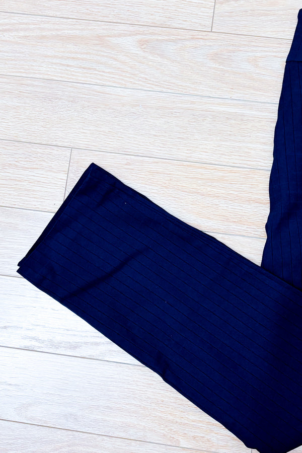 Pantalon marine texturé à enfiler seconde main - S.C. & Co- La Penderie du Paradis