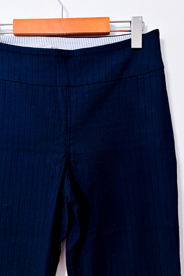 Pantalon marine texturé à enfiler seconde main - S.C. & Co- La Penderie du Paradis