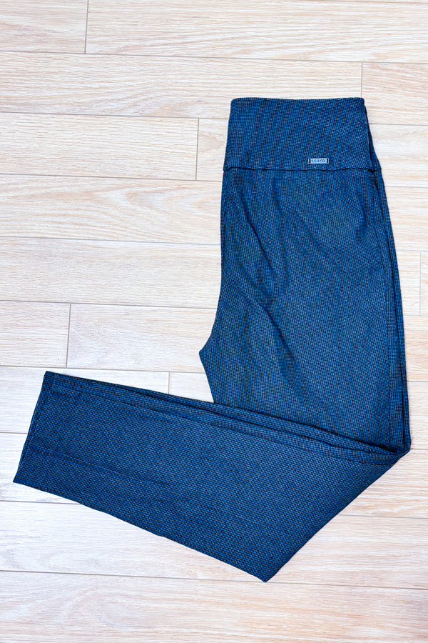 Pantalon gris à petits motifs à enfiler seconde main - S.C. & Co- La Penderie du Paradis