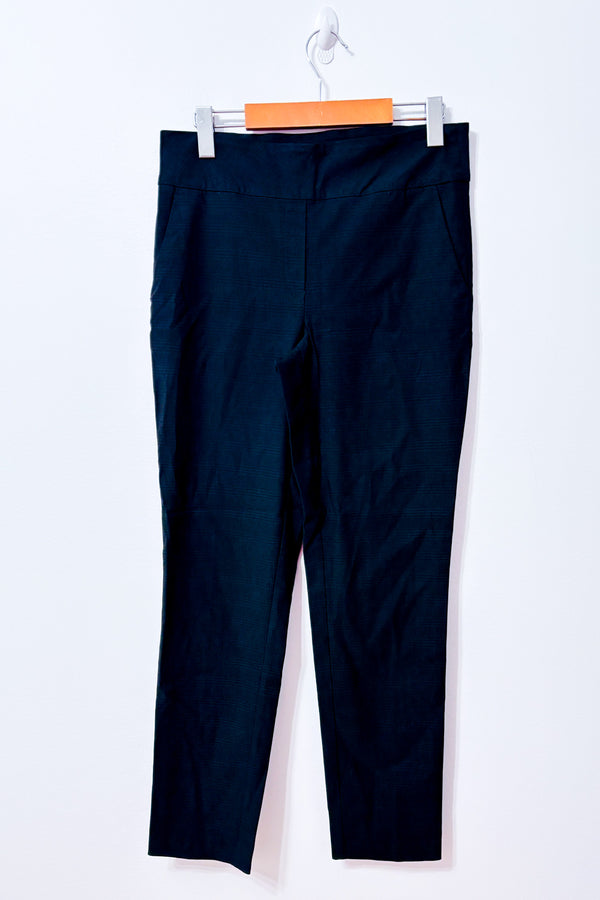 Pantalon noir à carreaux ton sur ton à enfiler seconde main - S.C. & Co- La Penderie du Paradis