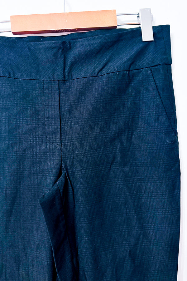 Pantalon noir à carreaux ton sur ton à enfiler seconde main - S.C. & Co- La Penderie du Paradis