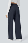Pantalon marine droit à taille haute et plis* seconde main - Halara- La Penderie du Paradis
