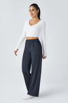 Pantalon marine droit à taille haute et plis* seconde main - Halara- La Penderie du Paradis