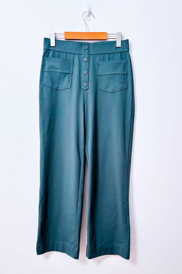 Pantalon vert droit à boutons et poches plaquées seconde main - Halara- La Penderie du Paradis