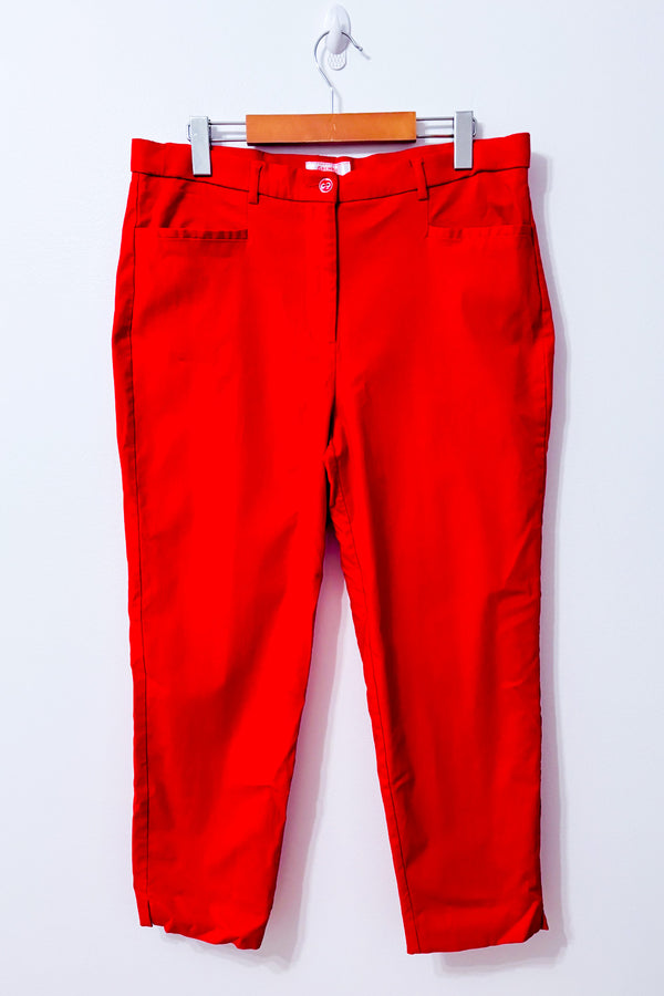 Pantalon rouge extensible à passants