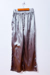 Pantalon ample argenté à taille élastique et lien à nouer