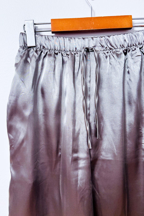 Pantalon ample argenté à taille élastique et lien à nouer seconde main - Autres- La Penderie du Paradis