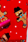 Red gingerbread cookie pattern leggings (m)