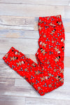 Red gingerbread cookie pattern leggings (m)