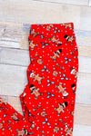 Red gingerbread cookie pattern leggings (m)