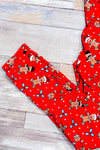 Red gingerbread cookie pattern leggings (m)