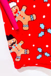 Red gingerbread cookie pattern leggings (m)