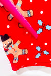 Red gingerbread cookie pattern leggings (m)