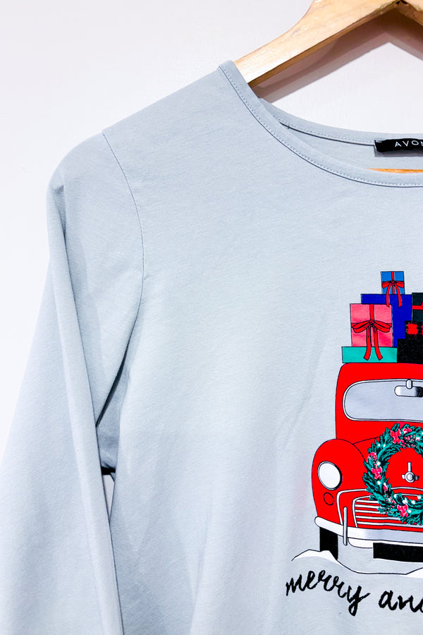 Haut de pyjama gris ''Merry and Bright'' (m)-Avon-La Penderie du Paradis 🕊