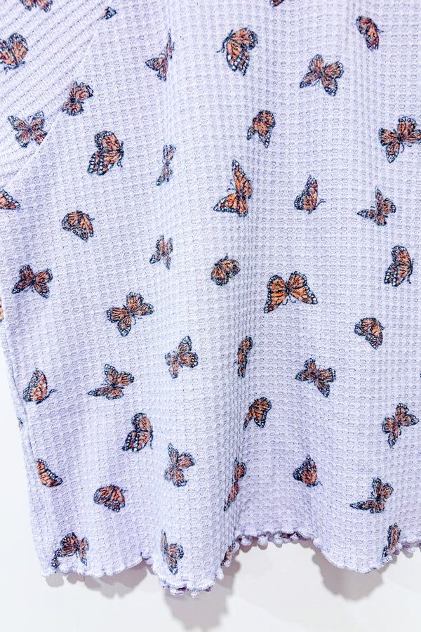 T-shirt gaufré mauve motif papillon (s)-American Eagle-La Penderie du Paradis 🕊