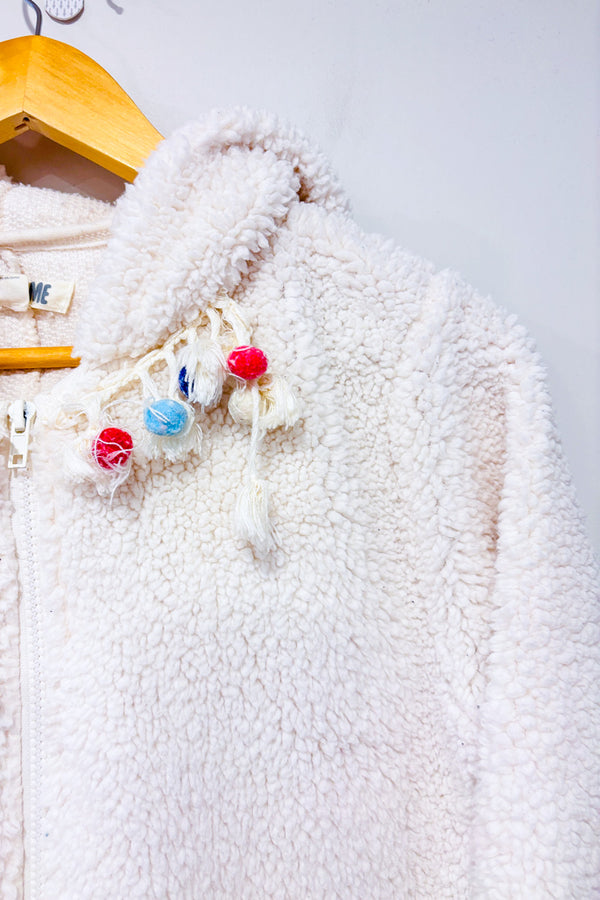 Pyjama une piece blanc et rose en peluche avec cactus seconde main - Funzietime- La Penderie du Paradis