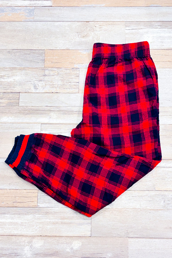 Pantalon de pyjama rouge et marine à carreaux seconde main - Aerie- La Penderie du Paradis