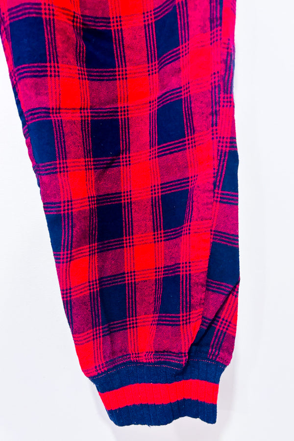 Pantalon de pyjama rouge et marine à carreaux seconde main - Aerie- La Penderie du Paradis