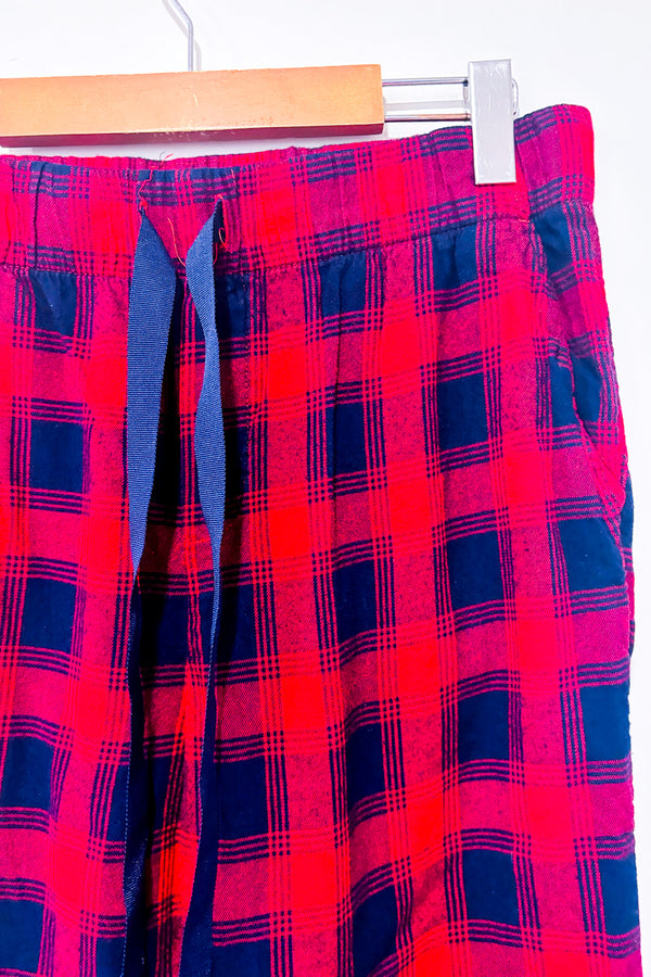 Pantalon de pyjama rouge et marine à carreaux seconde main - Aerie- La Penderie du Paradis