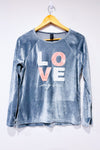 Chandail de pyjama gris en velours ''love my bed'' seconde main - George- La Penderie du Paradis