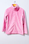 Veste lounge rose en polar texturé La Vie en Rose avec col montant et fermeture éclair