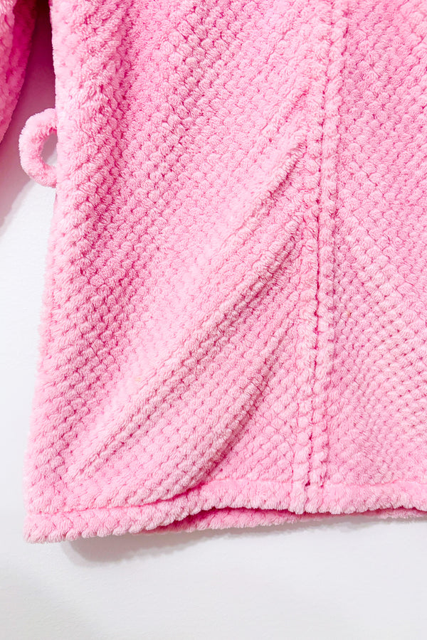 Veste en polar rose texturé à col montant seconde main - La Vie en Rose- La Penderie du Paradis