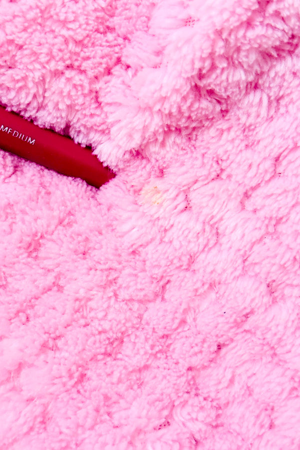 Veste en polar rose texturé à col montant seconde main - La Vie en Rose- La Penderie du Paradis