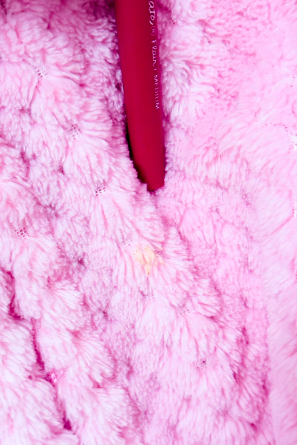 Veste en polar rose texturé à col montant seconde main - La Vie en Rose- La Penderie du Paradis