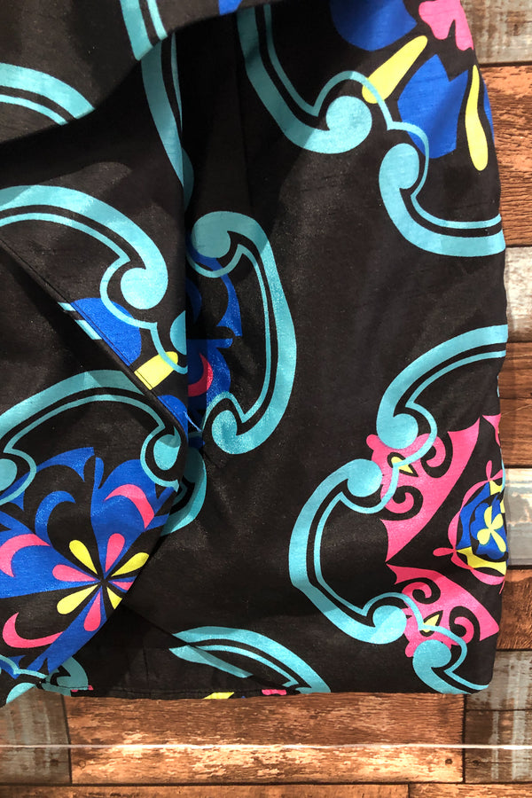 Robe bustier noire avec fleurs bleues et roses (m) seconde main Pink Ice 