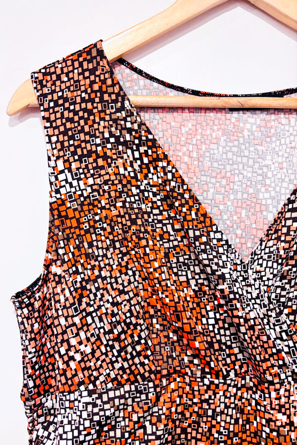 Robe cache-coeur orange et brune à motifs (m/l)-Jessica-La Penderie du Paradis 🕊