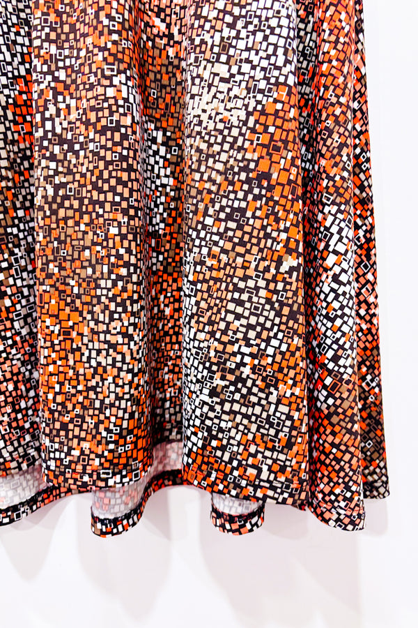 Robe cache-coeur orange et brune à motifs (m/l)-Jessica-La Penderie du Paradis 🕊