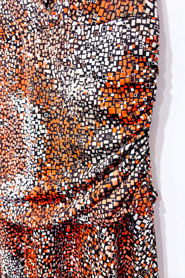 Robe cache-coeur orange et brune à motifs (m/l)-Jessica-La Penderie du Paradis 🕊