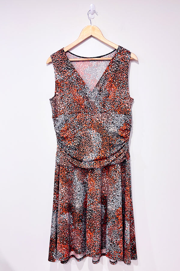 Robe cache-coeur orange et brune à motifs (m/l)-Jessica-La Penderie du Paradis 🕊