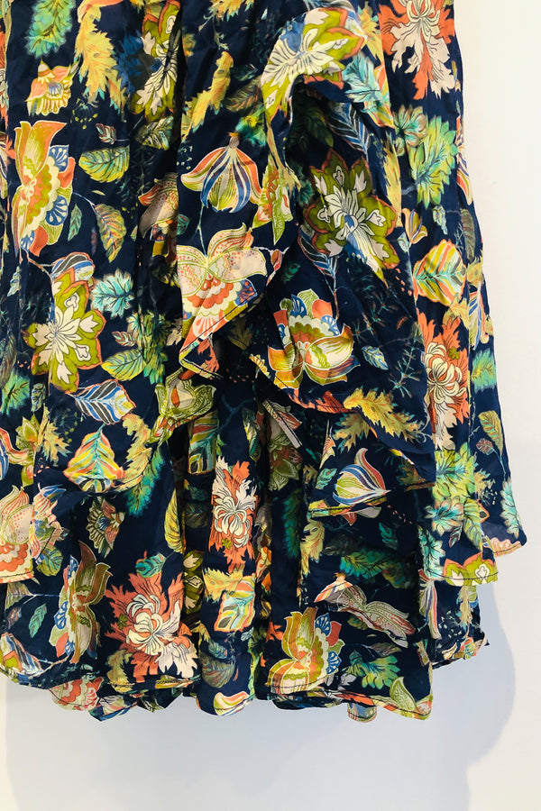Robe maxi fleurie marine et verte à nouer (xl) seconde main Buffalo David Bitton 