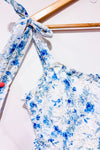 Robe midi bleue fleurie à volants Claire (s)-En Saison-La Penderie du Paradis 🕊