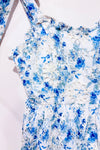 Robe midi bleue fleurie à volants Claire (s)-En Saison-La Penderie du Paradis 🕊