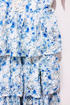 Robe midi bleue fleurie à volants Claire (s)-En Saison-La Penderie du Paradis 🕊