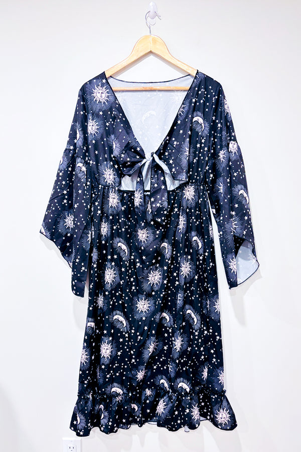 Robe noire à nouer avec soleil et lune (m)-Romwe-La Penderie du Paradis 🕊