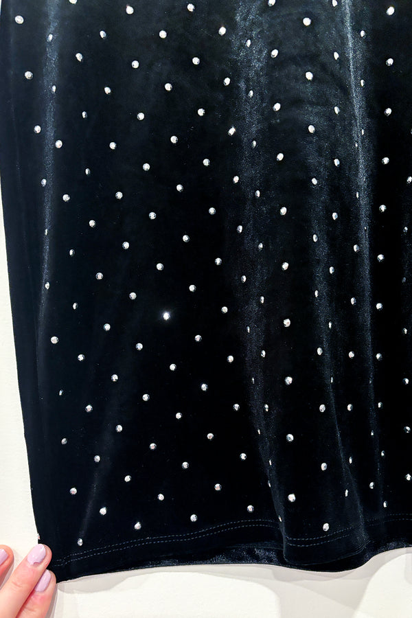 Robe noire en velours avec diamants et col haut (xs) seconde main H&M 