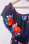 Robe noire fleurie épaules dénudées (l)-Design Lab-La Penderie du Paradis 🕊