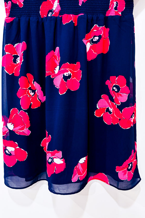 Robe marine fleurie* seconde main - Reitmans- La Penderie du Paradis