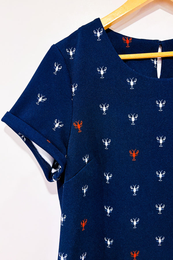Robe côtelée marine motif homards* seconde main - Yumi- La Penderie du Paradis