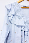 Robe bleu pâle avec fleurs brodées* seconde main - Zara- La Penderie du Paradis