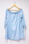 Robe bleue style denim épaules dénudées seconde main - Zara- La Penderie du Paradis