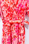 Robe midi fluide rose fleurie cache-coeur * seconde main - DKNY- La Penderie du Paradis