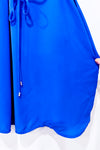 Robe fluide indigo sans manches à col plongeant seconde main - RW&CO.- La Penderie du Paradis