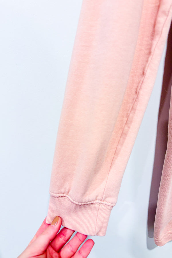 Robe crewneck coton ouaté rose pâle seconde main - H&M- La Penderie du Paradis