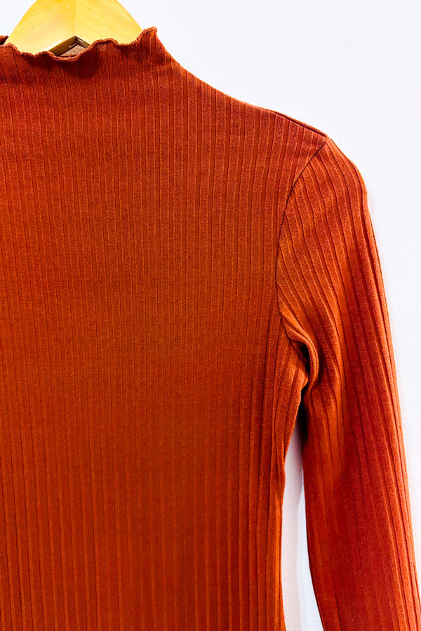 Robe ajustée côtelé orange brûlé à col montant seconde main - SHEIN- La Penderie du Paradis