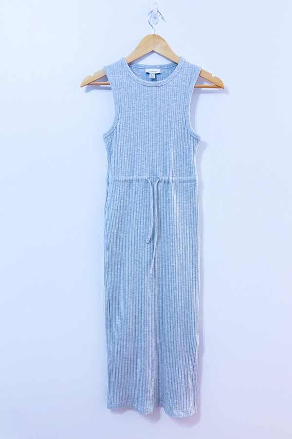 Robe maxi côtelée grise* seconde main - Top Shop- La Penderie du Paradis